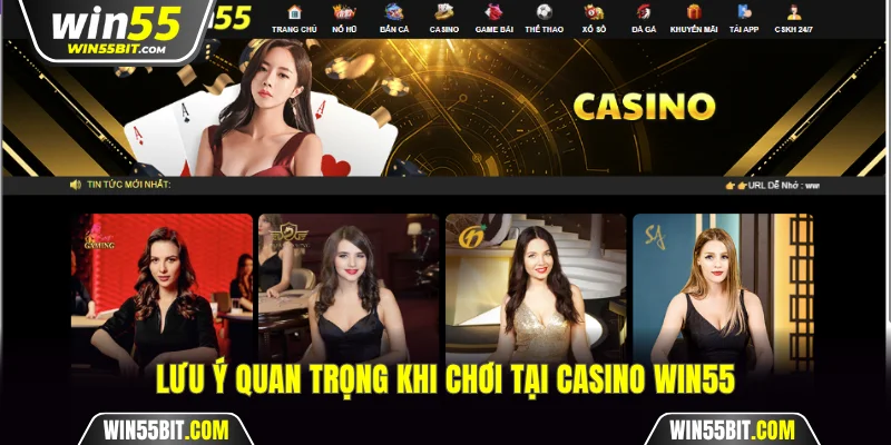 Lưu ý quan trọng khi chơi tại casino Win55