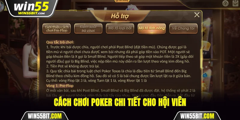 Cách chơi Poker Win55 chi tiết nhất cho người mới