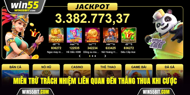 Miễn trừ trách nhiệm liên quan đến thắng thua khi cược