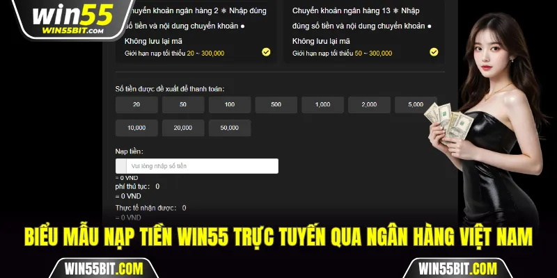 Nạp tiền Win55 trực tuyến qua ngân hàng Việt Nam